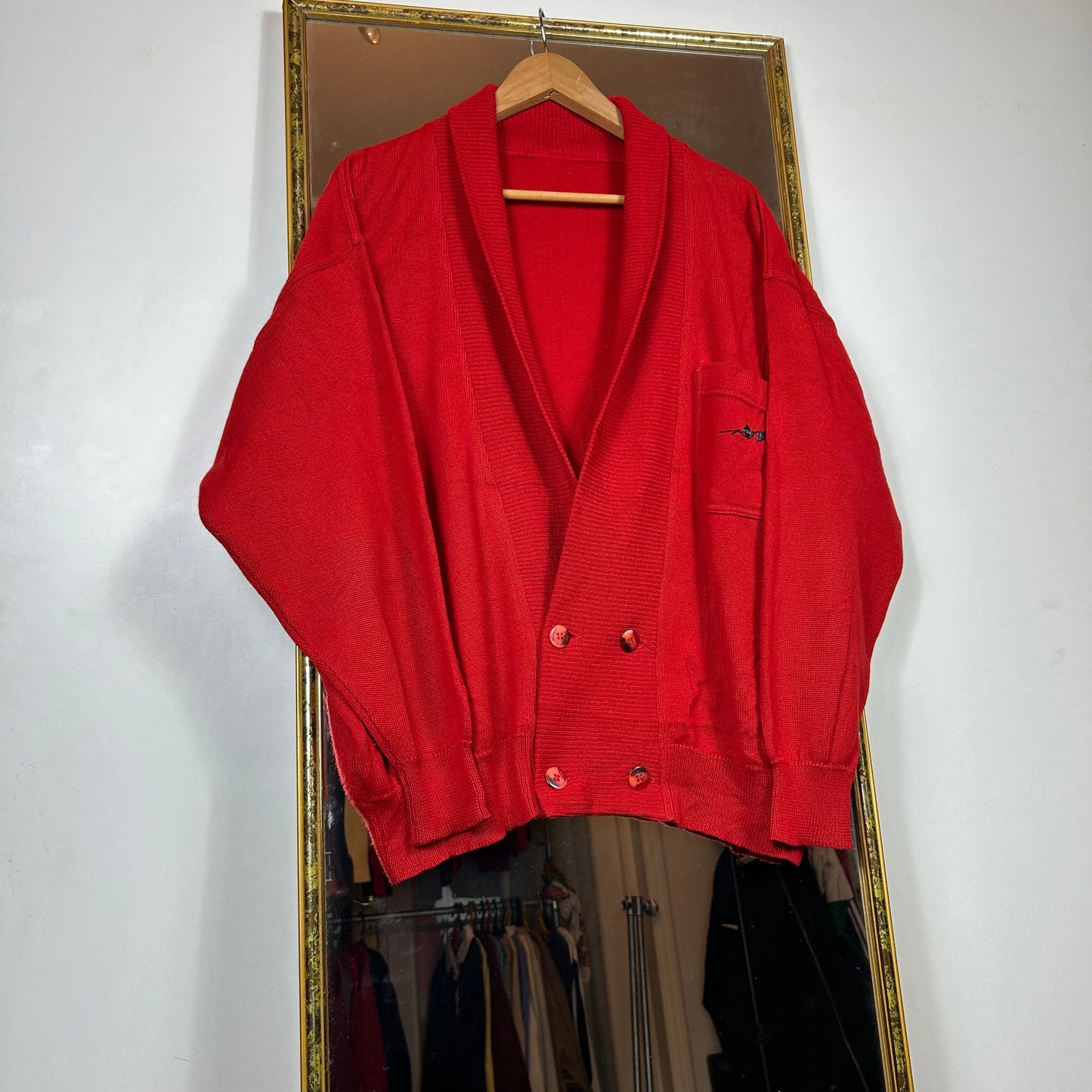 Red cardigan