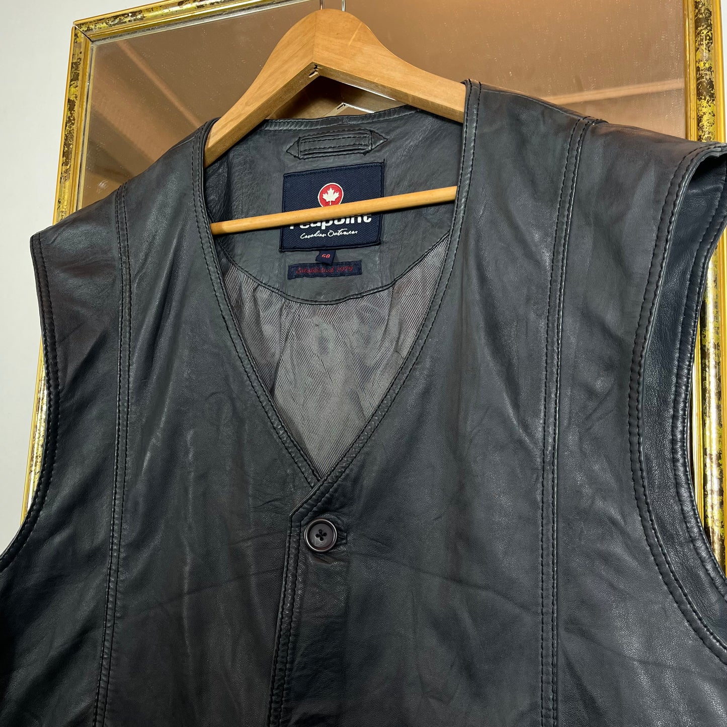 Blue leather vest