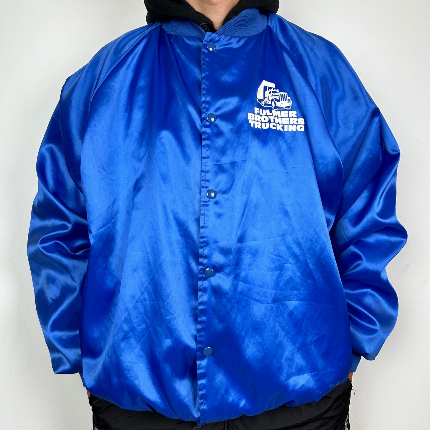 Blue satin bomber Made in USA