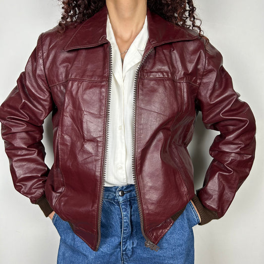 Leather burgundy jacket