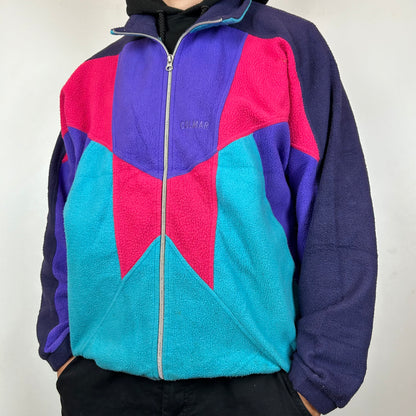 Color block fleece zip up