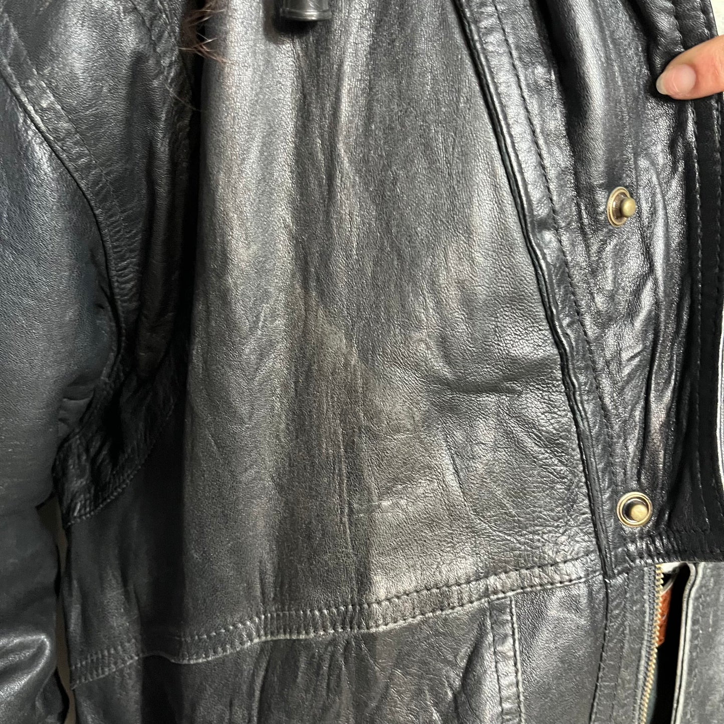 Black leather bomber