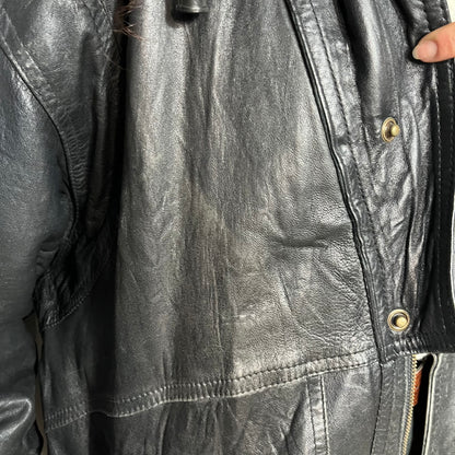 Black leather bomber
