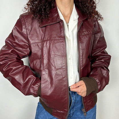 Leather burgundy jacket