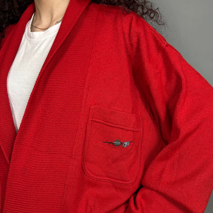 Red cardigan