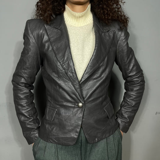 Leather fitted blazer