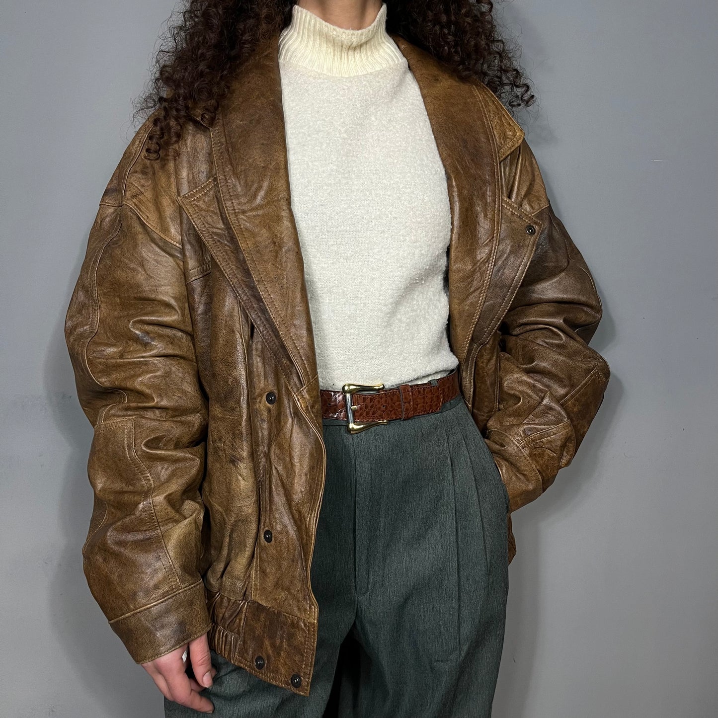 Leather bomber