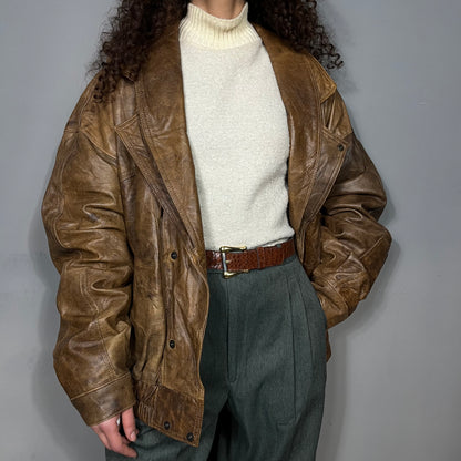 Leather bomber