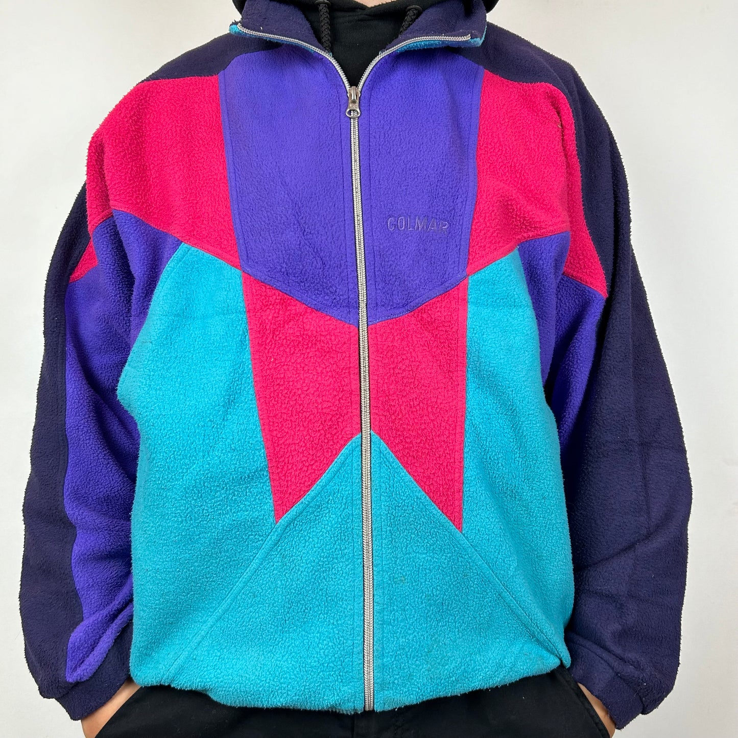 Color block fleece zip up