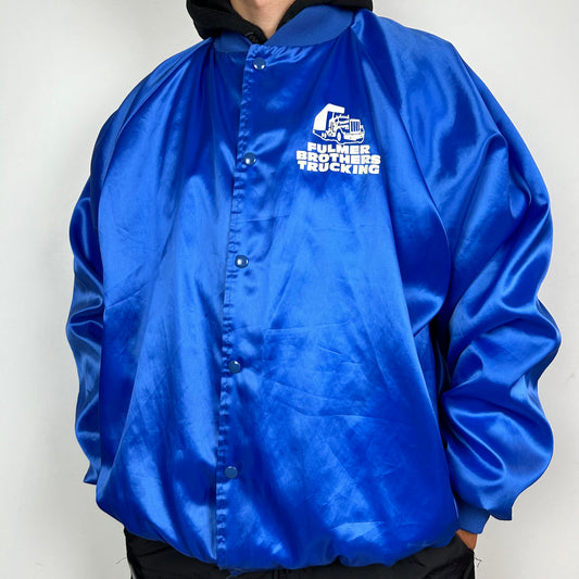 Blue satin bomber Made in USA