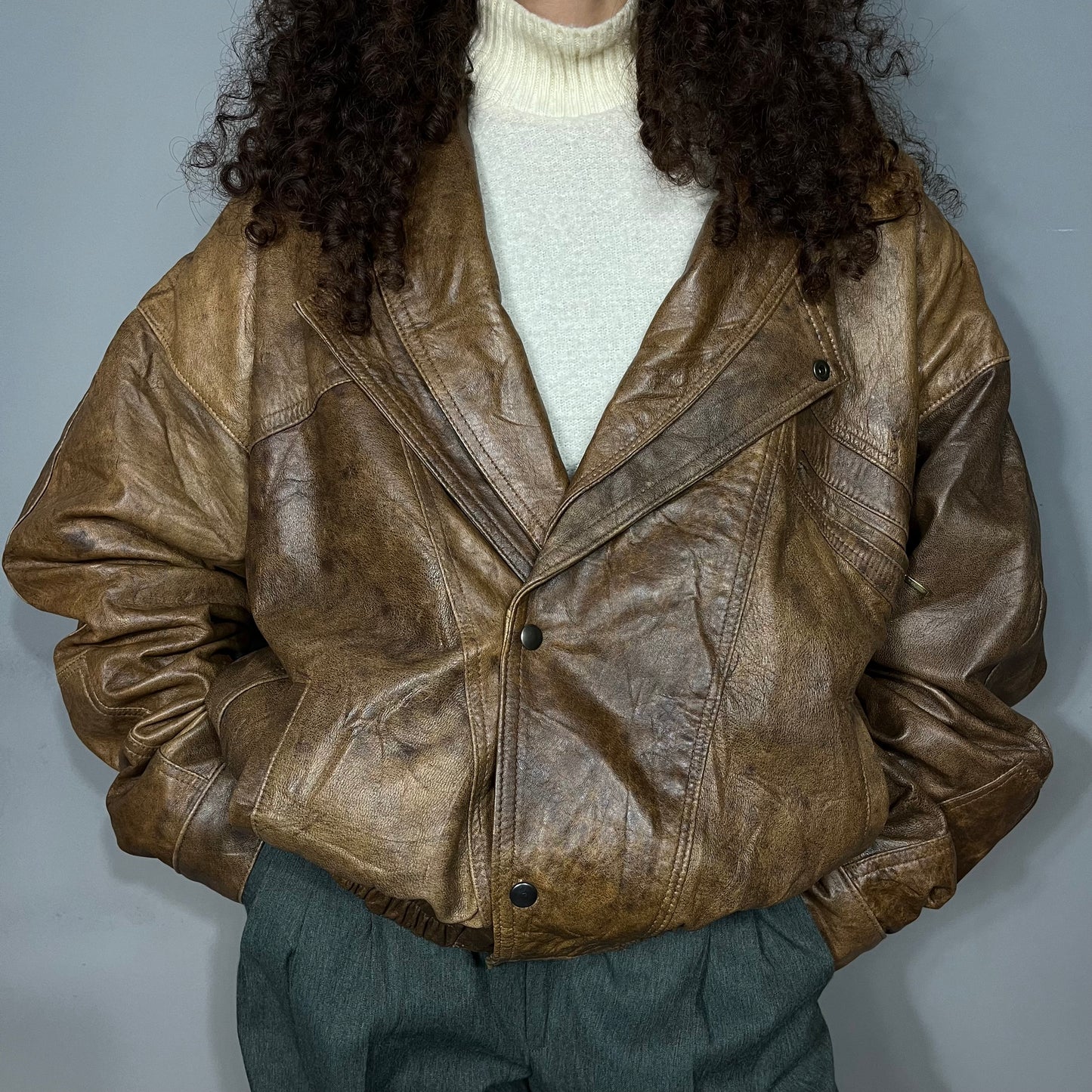 Leather bomber