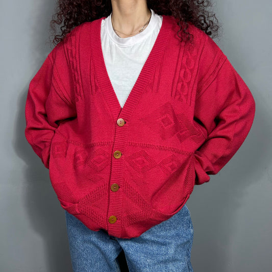 Red cardigan