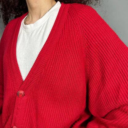 Red cardigan