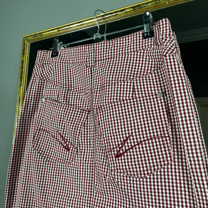 Checkered burgundy skirt