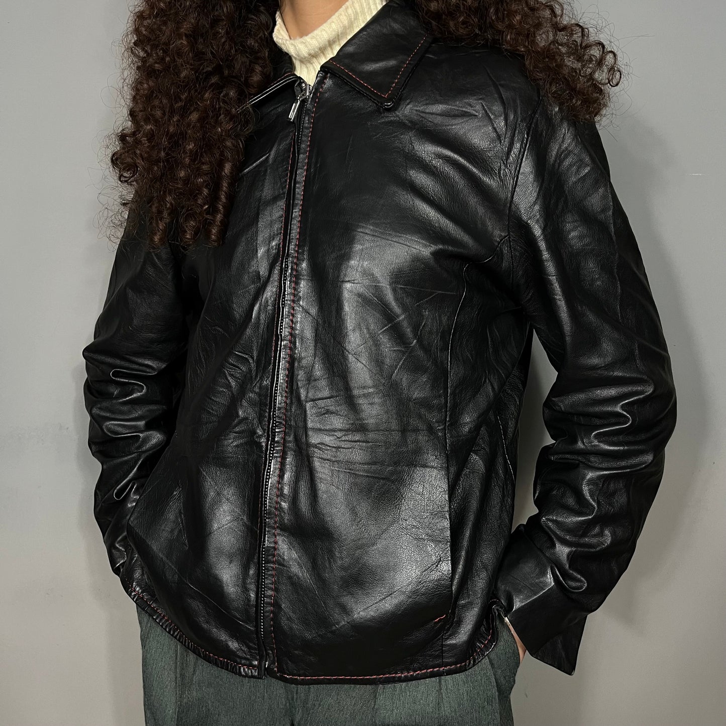 Black leather jacket