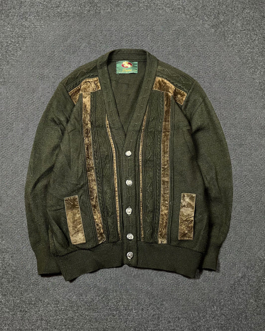 Suede x sweater cardigan